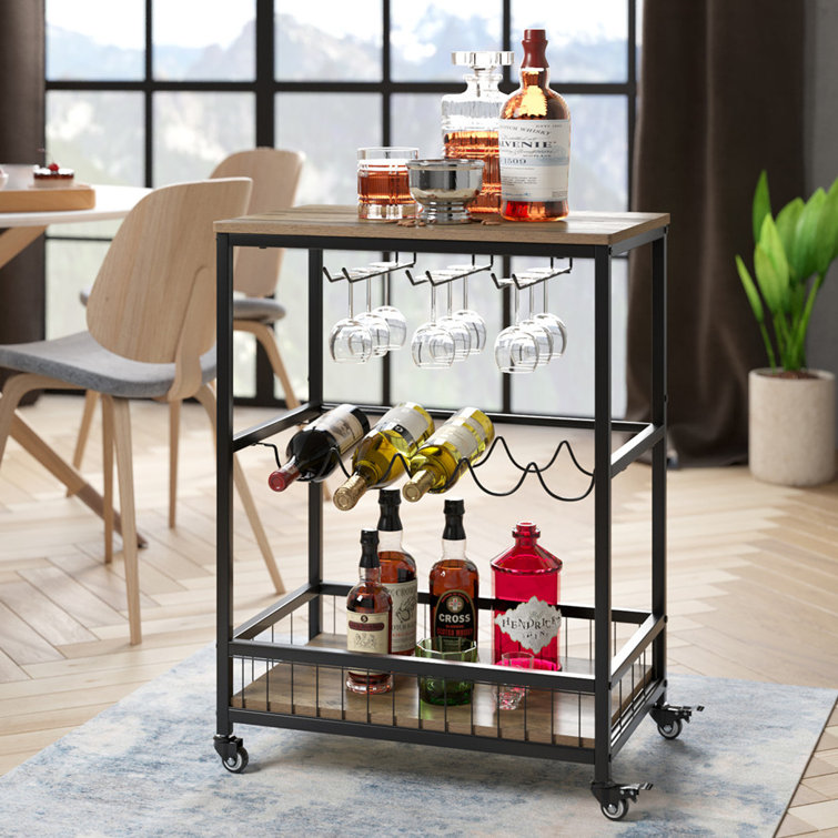 Williston Lex Industrial Rectangular Wine Rack Bar Cart & Reviews